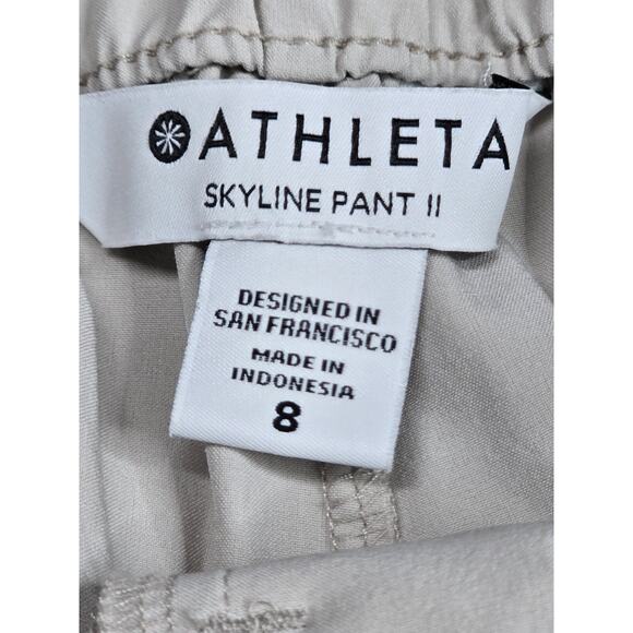 Athleta Womens Skyline II Pants Size 8 Beige Paperbag Tapered Belted Stretch - Picture 8 of 13
